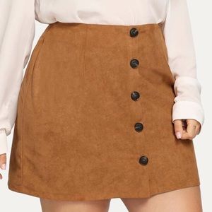 Shein Suede Like Button Up Skirt